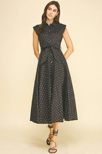 BLAIR-  FLORAL BUTTON DOWN MIDI DRESS