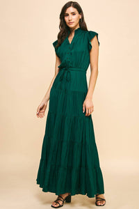 Satin Tiered Maxi Dress