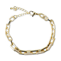 Gold Chain Bracelet-Cz Link, Gilded