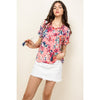Myra-Flower Print Short Sleeve Blouse