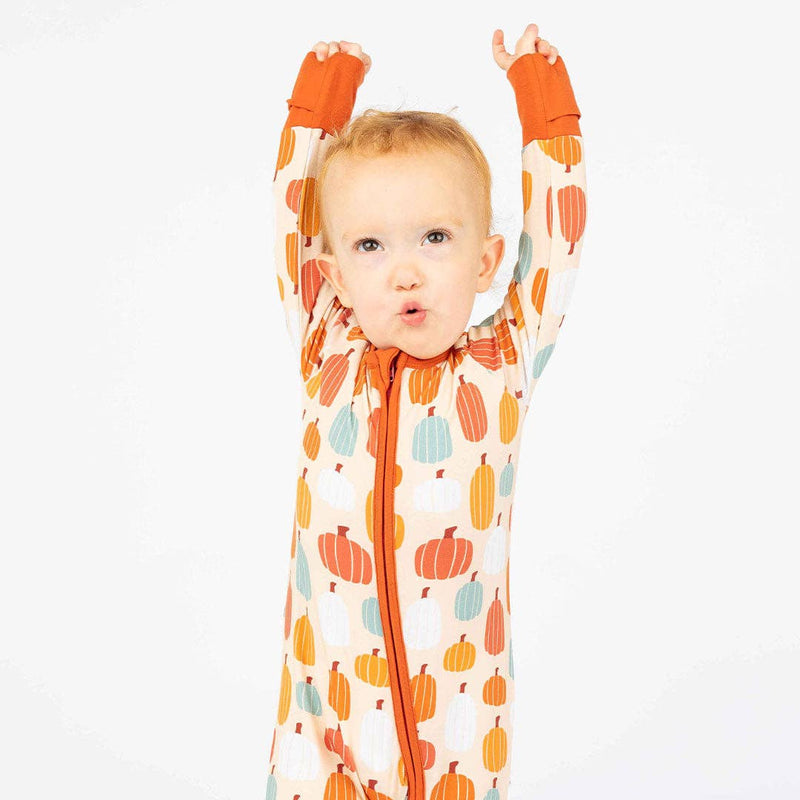 Pumpkin Patch Fall Bamboo Convertible Baby Pajamas Footie