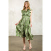 Gwen-Flutter Sleeve Print Tiered Dress