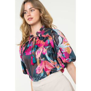 Puff Sleeve Print Top