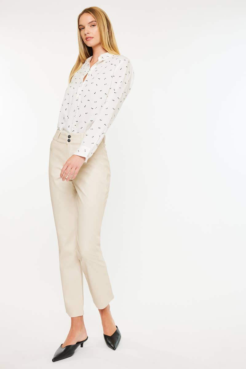 HIGH RISE SKINNY STRAIGHT CREAM PANTS