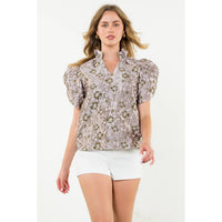 Phoebe - Ruched  Sleeve Textured Top