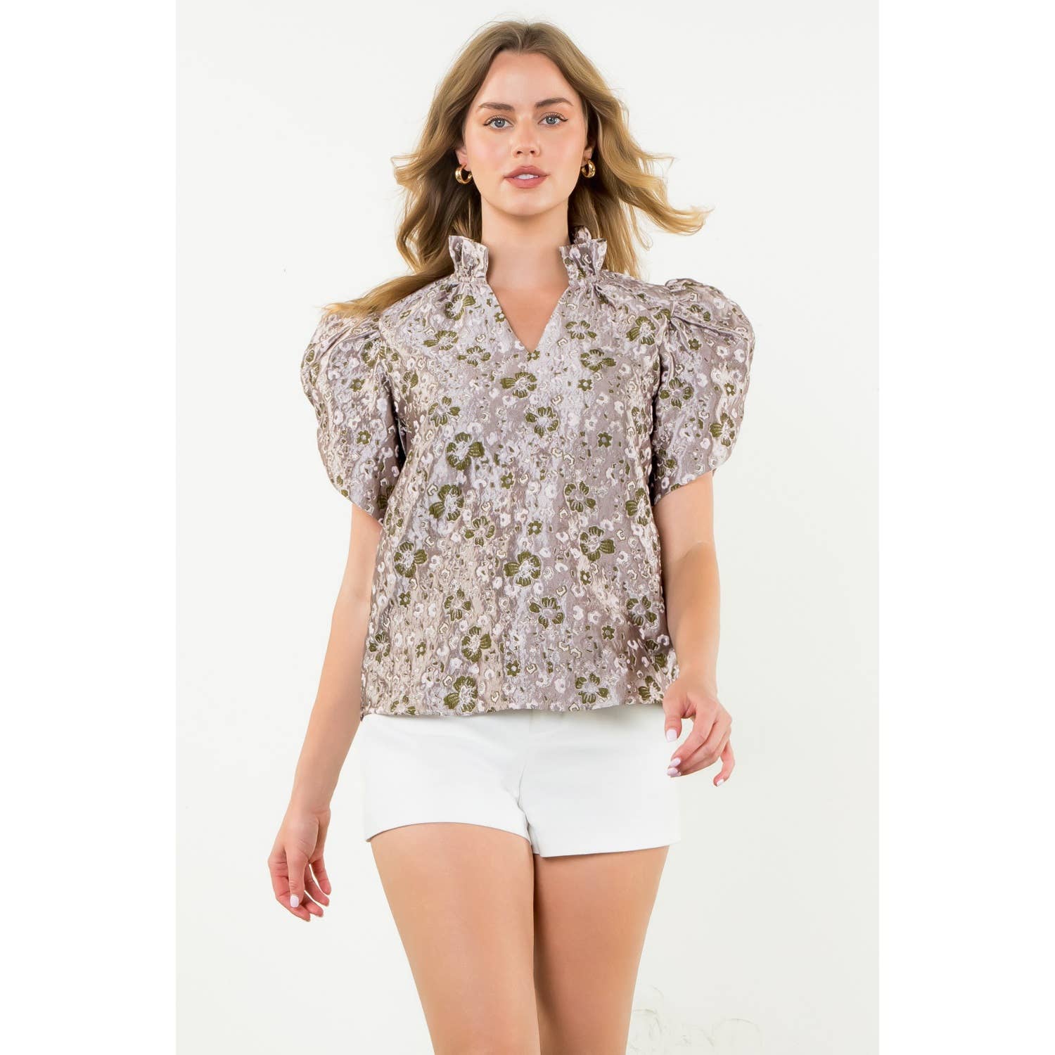 Phoebe - Ruched  Sleeve Textured Top