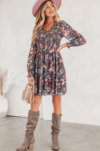 Danny - Brown Floral Mesh Mini Dress