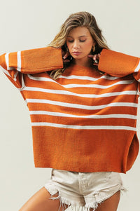 Ribbed Hem Stripe Sweater