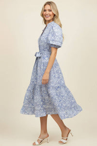 Gemma - FLORAL PRINT TIERED MIDI DRESS WITH PUFF SLEEVES