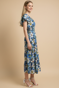 Valerie - Floral Print Tiered Midi Dress