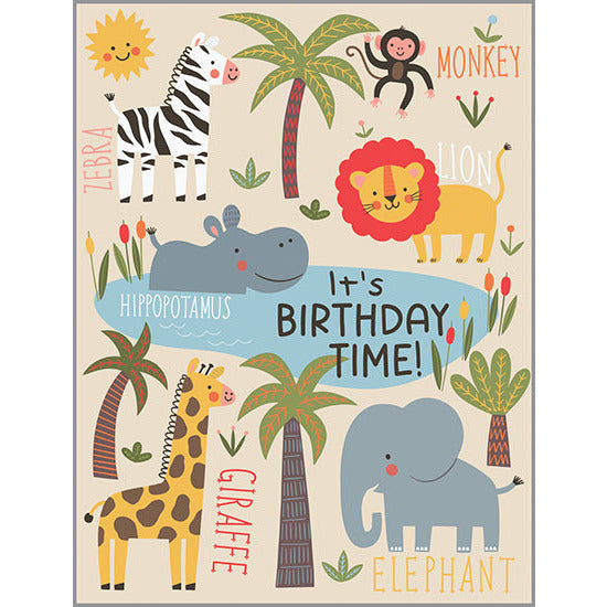 Tarjeta de cumpleaños - Lindos animales de la selva