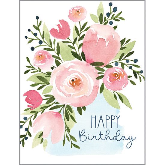 Tarjeta de cumpleaños - Rosas rosadas