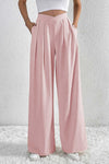 Textured Pleated Wide Leg Pants