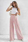 Textured Pleated Wide Leg Pants