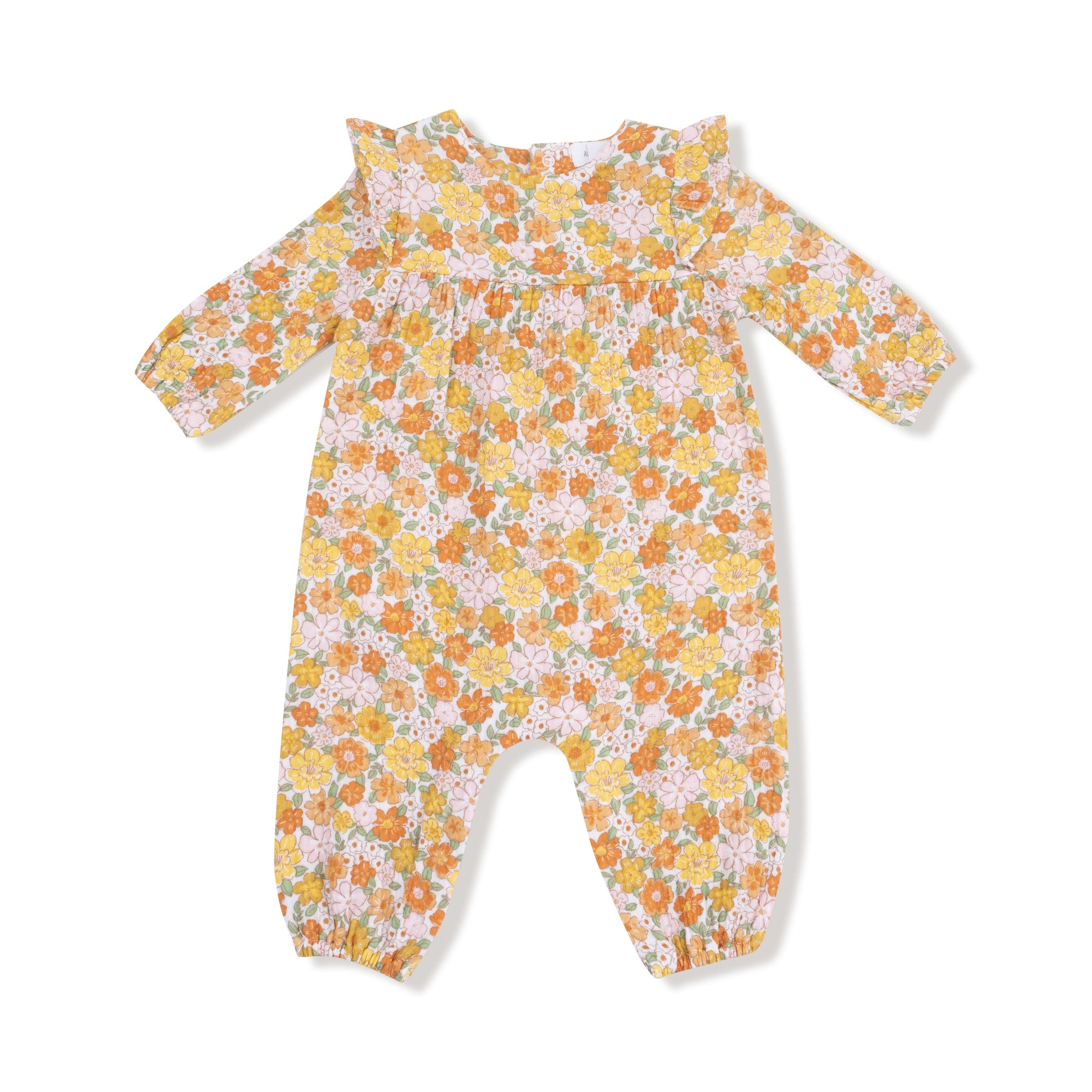 Sweet Amber Floral - Ruffle Sleeve Romper