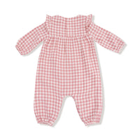 Rose Pink Plaid - Ruffle Sleeve Romper
