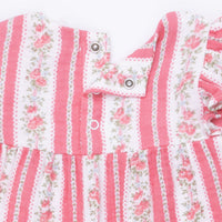 Suzie Floral Stripe - Ruffle Sleeve Romper