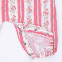 Suzie Floral Stripe - Ruffle Sleeve Romper