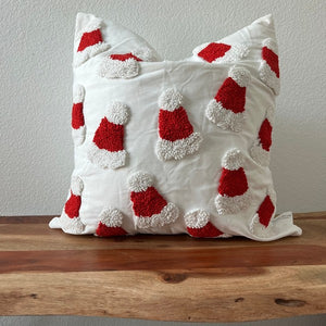 Santa Hat Throw Pillow Cover, 20x20 Tufted Design