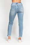 Judy Blue Vintage Wash Side Panel Detail With Fray Hem Slim Jeans
