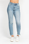 Judy Blue Vintage Wash Side Panel Detail With Fray Hem Slim Jeans