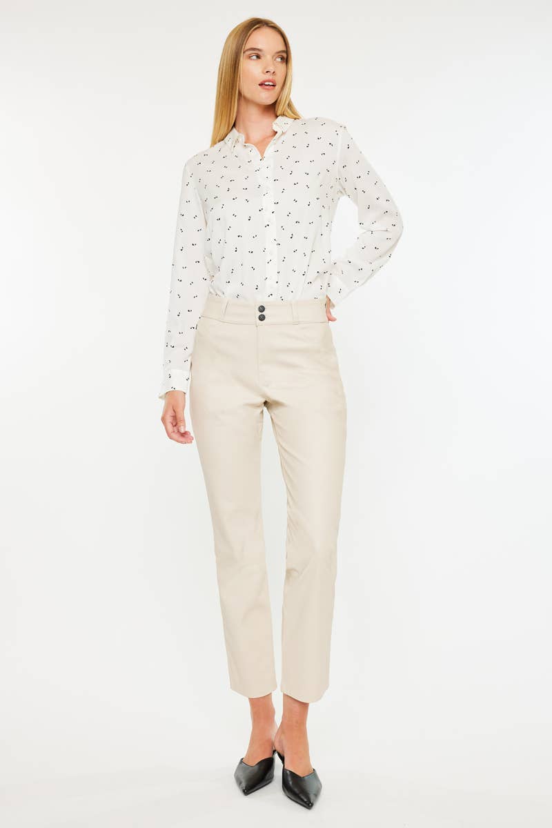 HIGH RISE SKINNY STRAIGHT CREAM PANTS