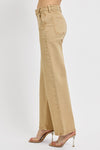 Latte-Risen Tummy Control Mid Rise Fit Ankle Baggy Pants
