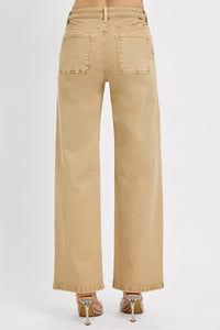 Latte-Risen Tummy Control Mid Rise Fit Ankle Baggy Pants