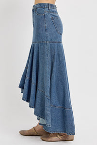 Vivian- Risen High Low Denim Skirt