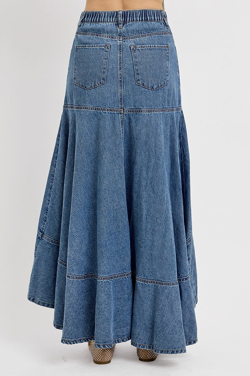 Vivian- Risen High Low Denim Skirt