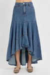 Vivian- Risen High Low Denim Skirt