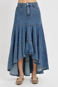 Vivian- Risen High Low Denim Skirt