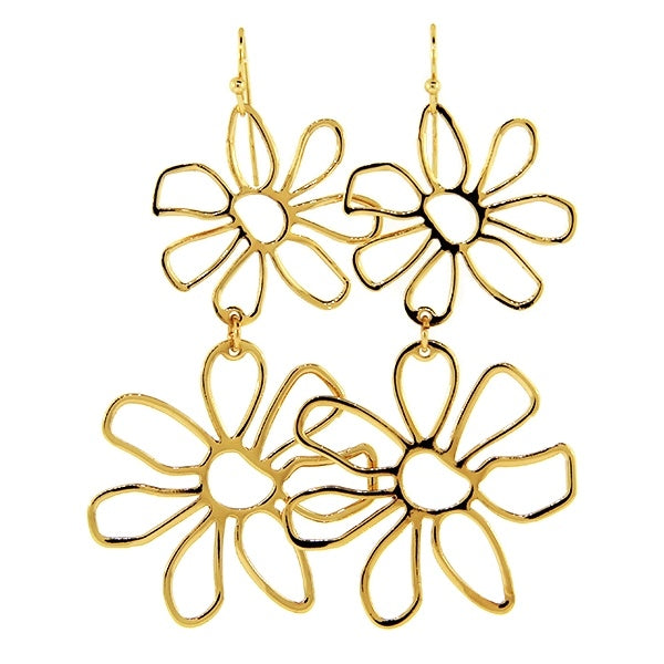 Gold Drop Flower Earrings