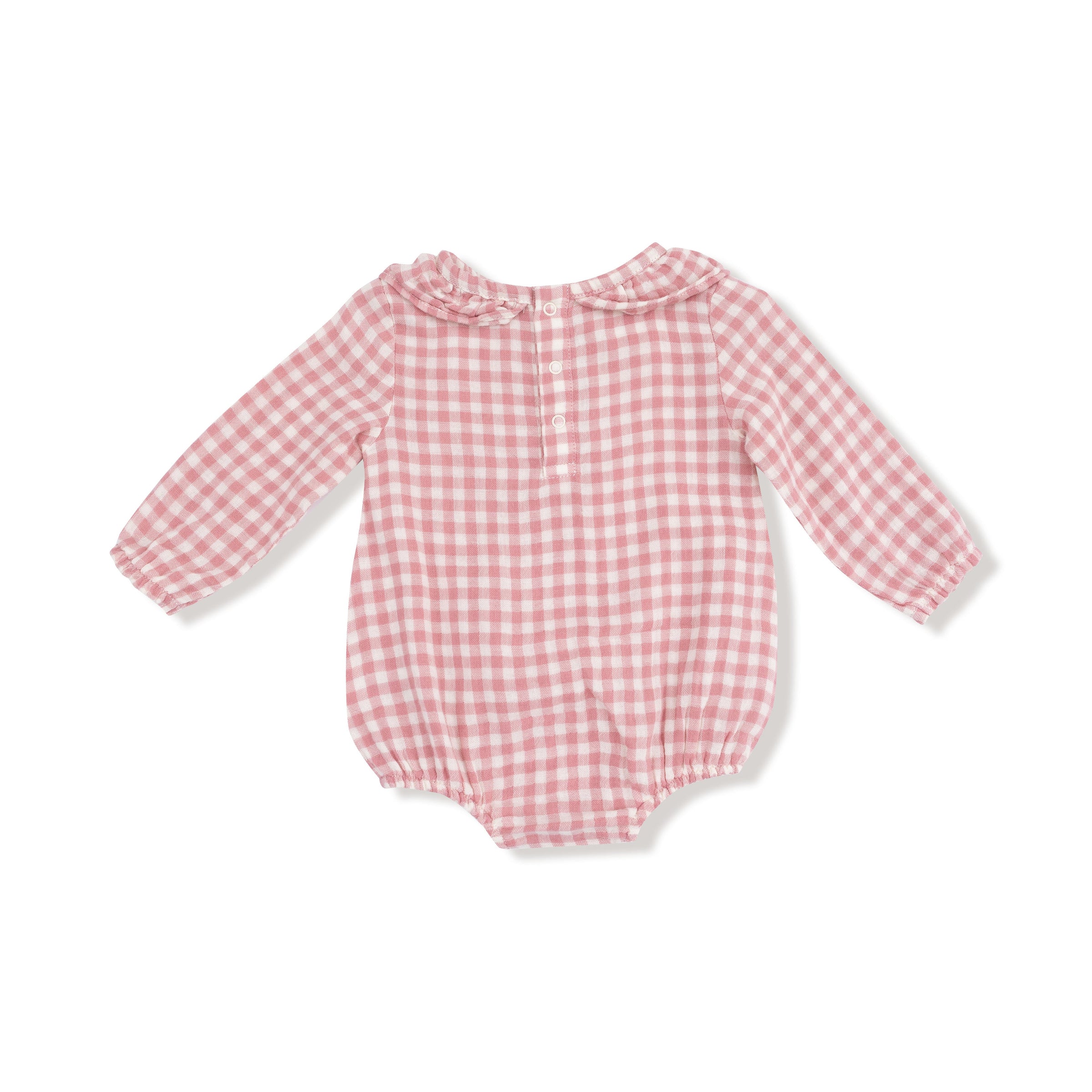 Rose Pink Plaid - Bubble with Ruffle Collar