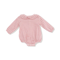 Rose Pink Plaid - Bubble with Ruffle Collar