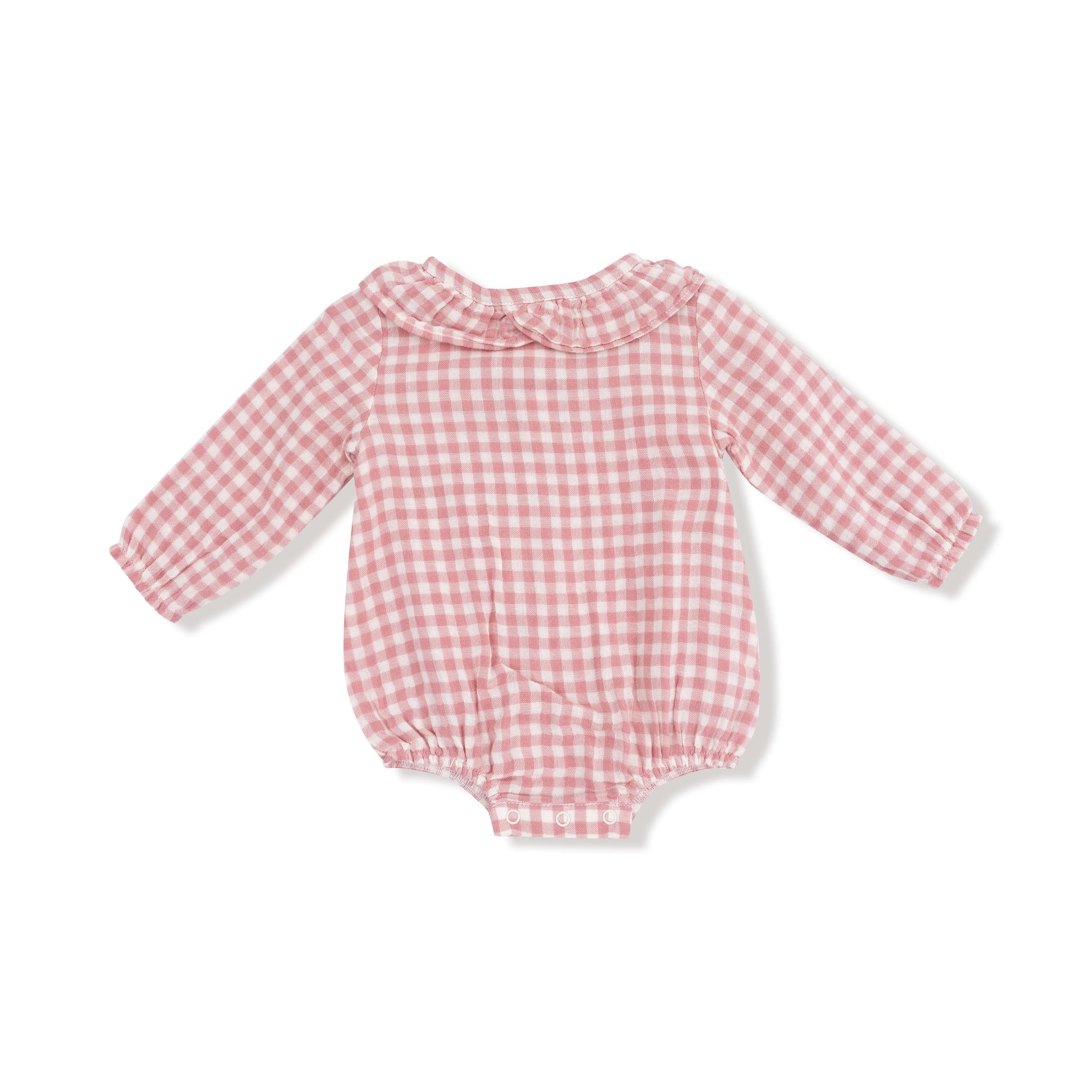 Rose Pink Plaid - Bubble with Ruffle Collar