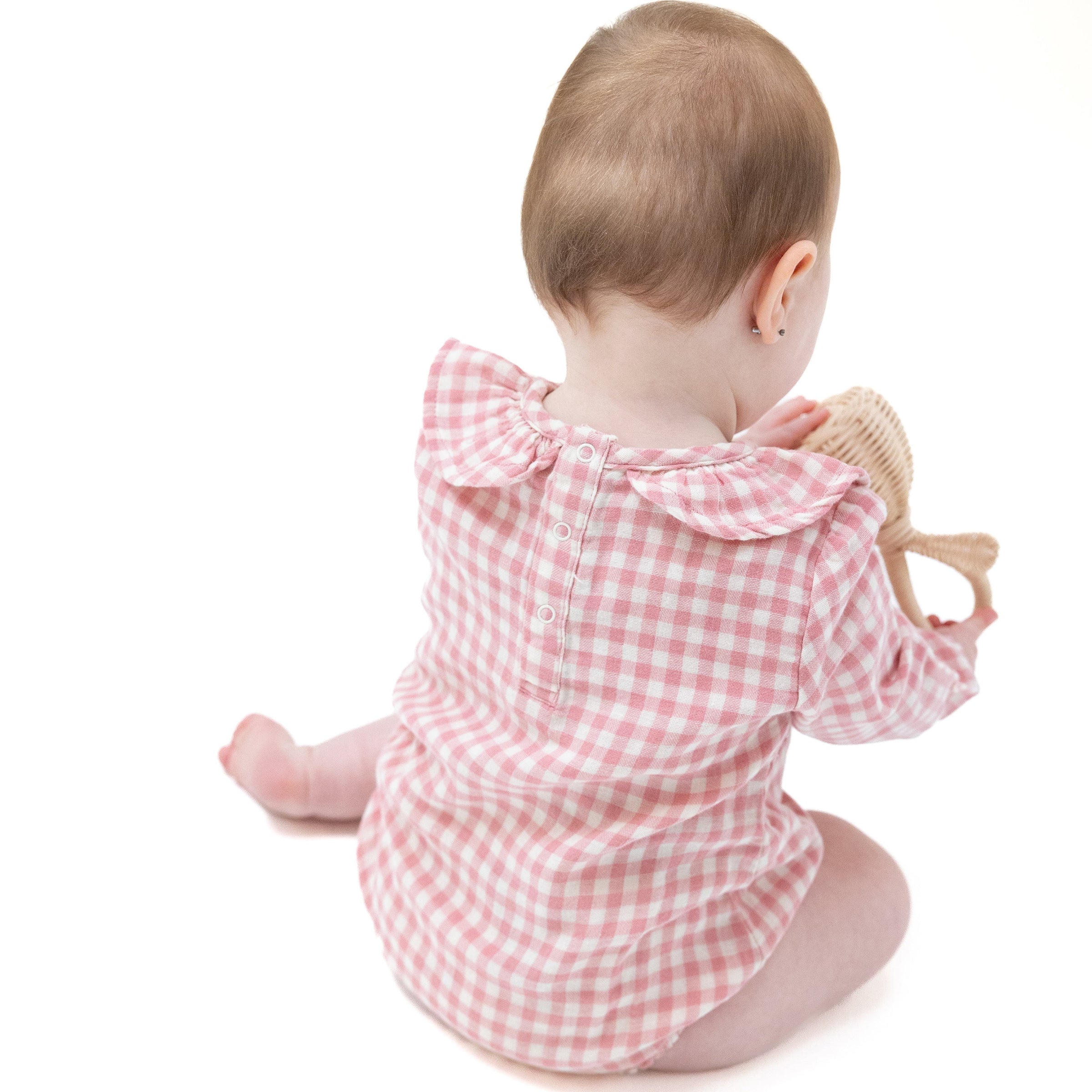 Rose Pink Plaid - Bubble with Ruffle Collar