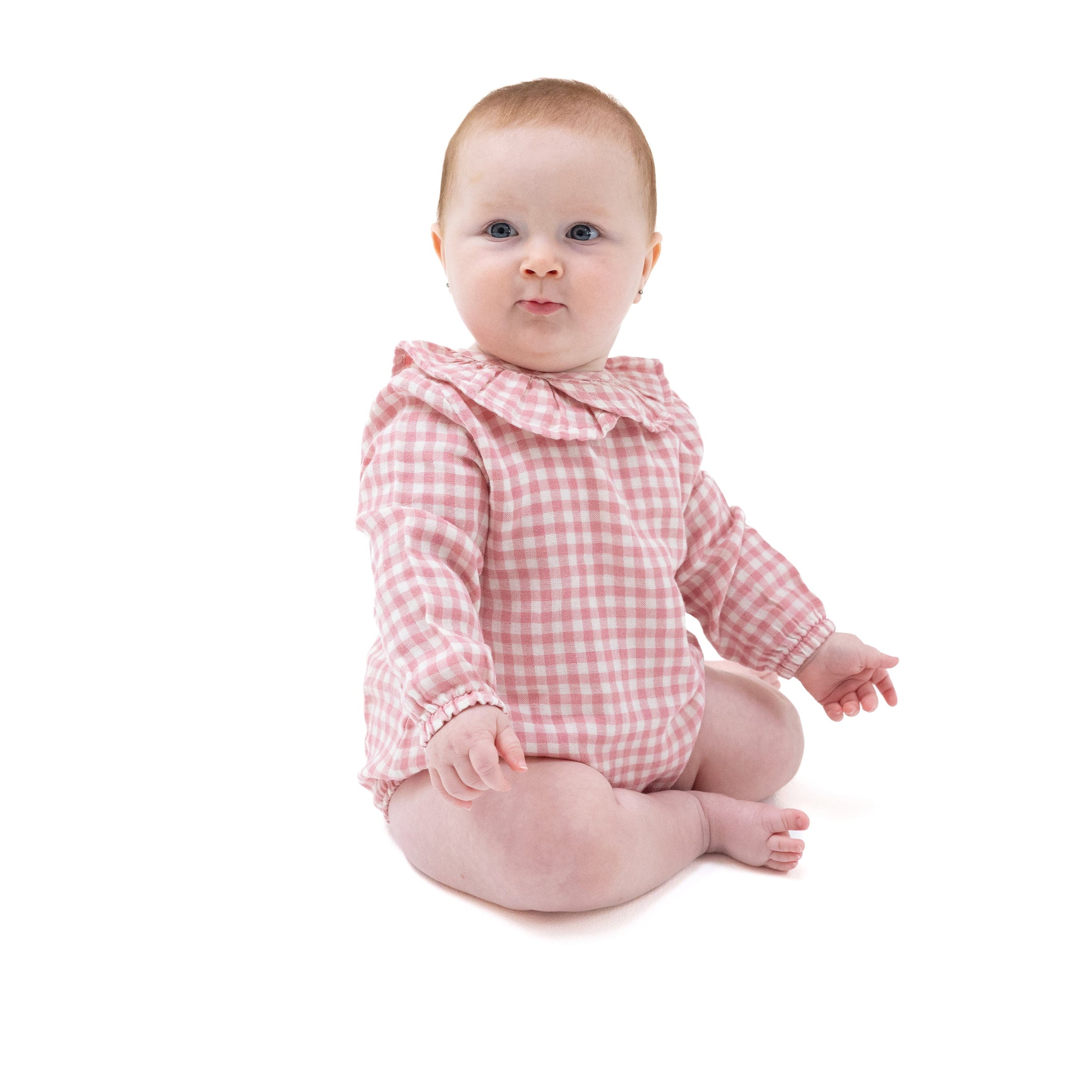 Rose Pink Plaid - Bubble with Ruffle Collar