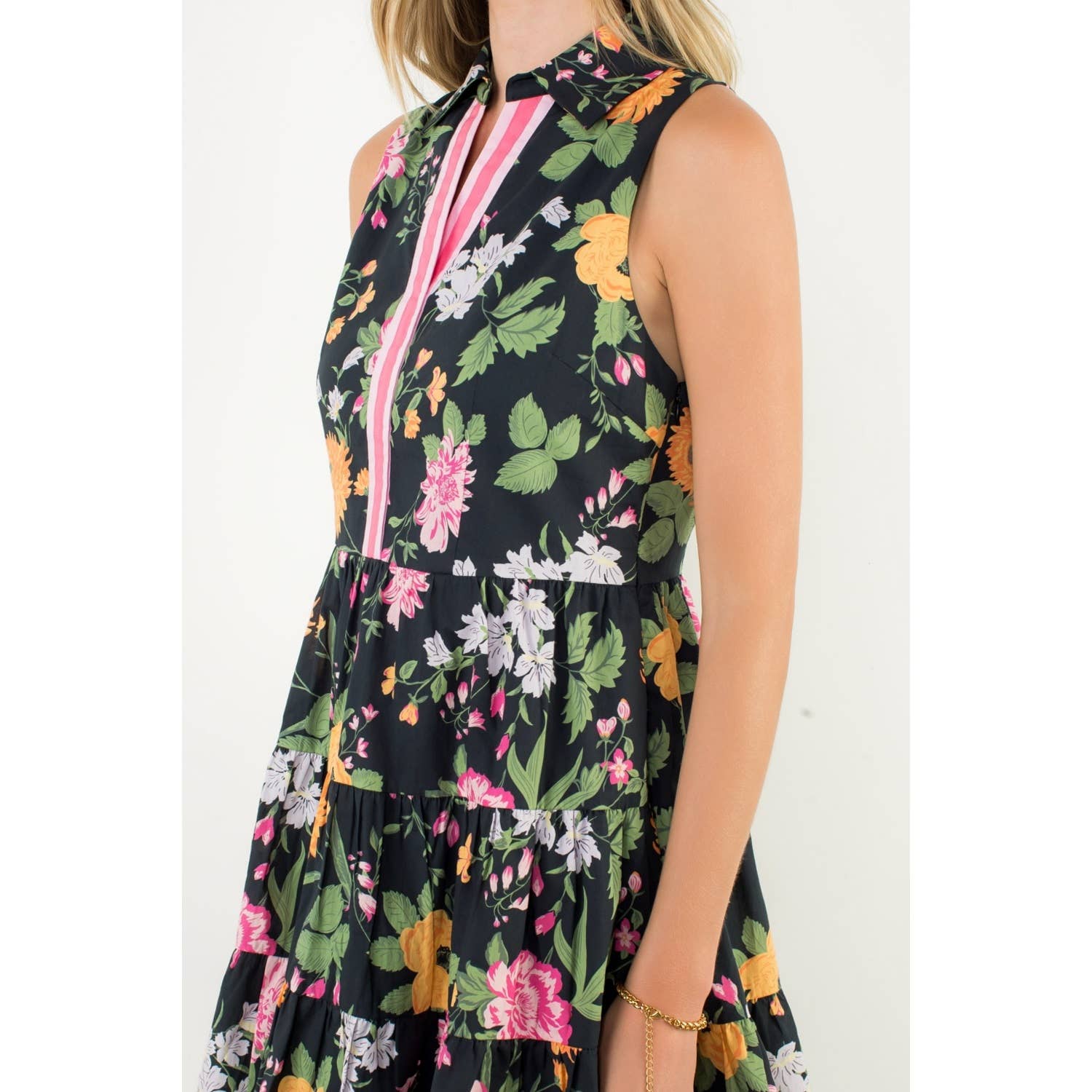 Aria- Sleeveless Tiered Floral Print Dress