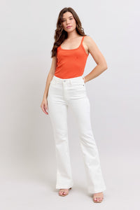 Judy Blue White Side Slit Slim Bootcut Jeans