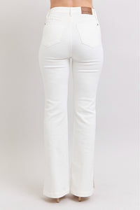 Judy Blue White Side Slit Slim Bootcut Jeans