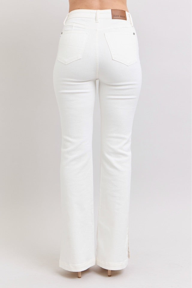 Judy Blue White Side Slit Slim Bootcut Jeans