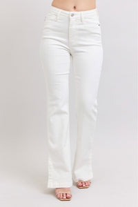 Judy Blue White Side Slit Slim Bootcut Jeans