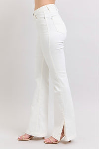 Judy Blue White Side Slit Slim Bootcut Jeans