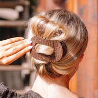 Brown Crocodile | Large| Flat Round Hair Clip