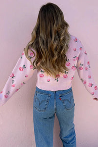 Destiny - Sweet Floral Print Cropped Sweater