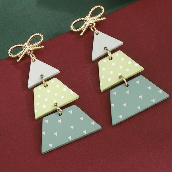 Gold geometric Christmas tree dangle earrings