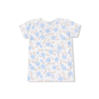 Baby Blue Floral - Short Sleeve Loungewear Set