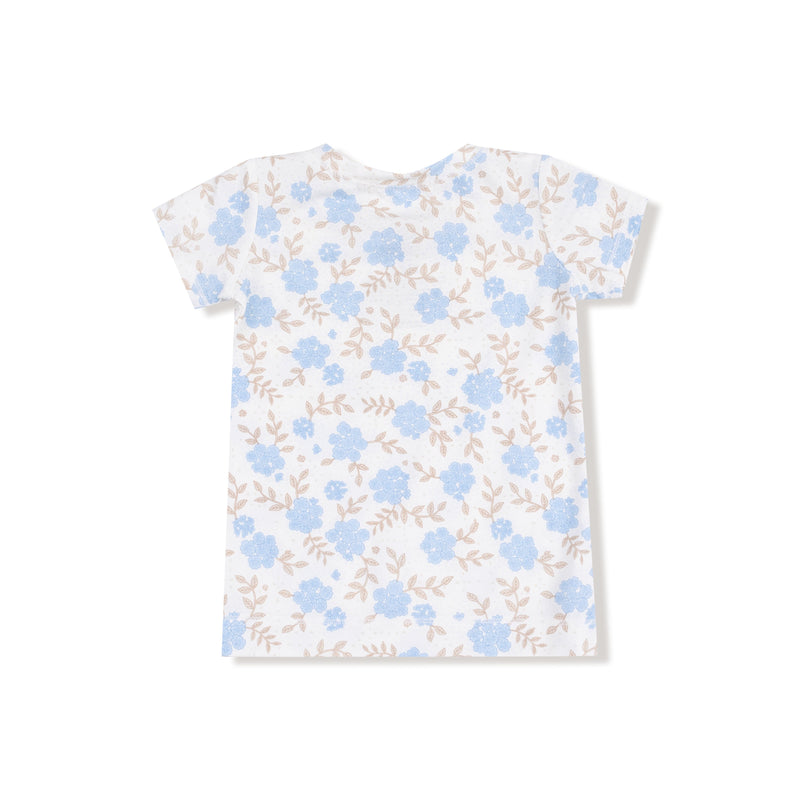 Baby Blue Floral - Short Sleeve Loungewear Set