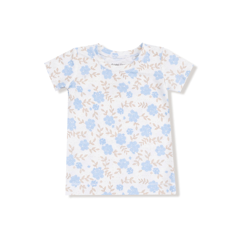 Baby Blue Floral - Short Sleeve Loungewear Set